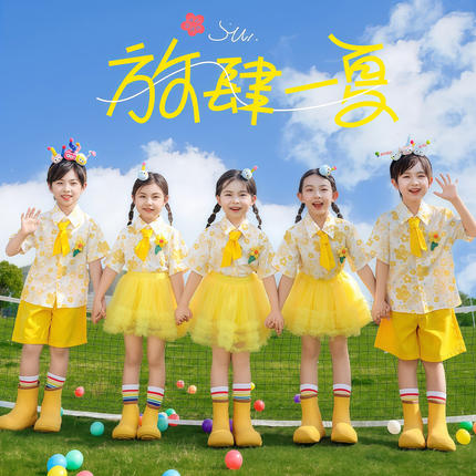 儿童演出服小学生啦啦队合唱舞蹈服幼儿园蓬蓬裙表演服毕业照班服