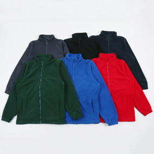 外贸户外运动保暖立领摇粒绒外套男春秋季 百搭宽松纯色休闲抓绒衣