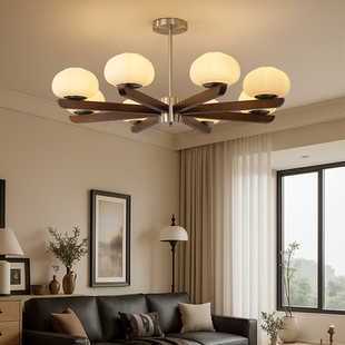 现代高级感美式 中古风客厅吊灯设计师款 复古大厅灯具 法式 2025新款