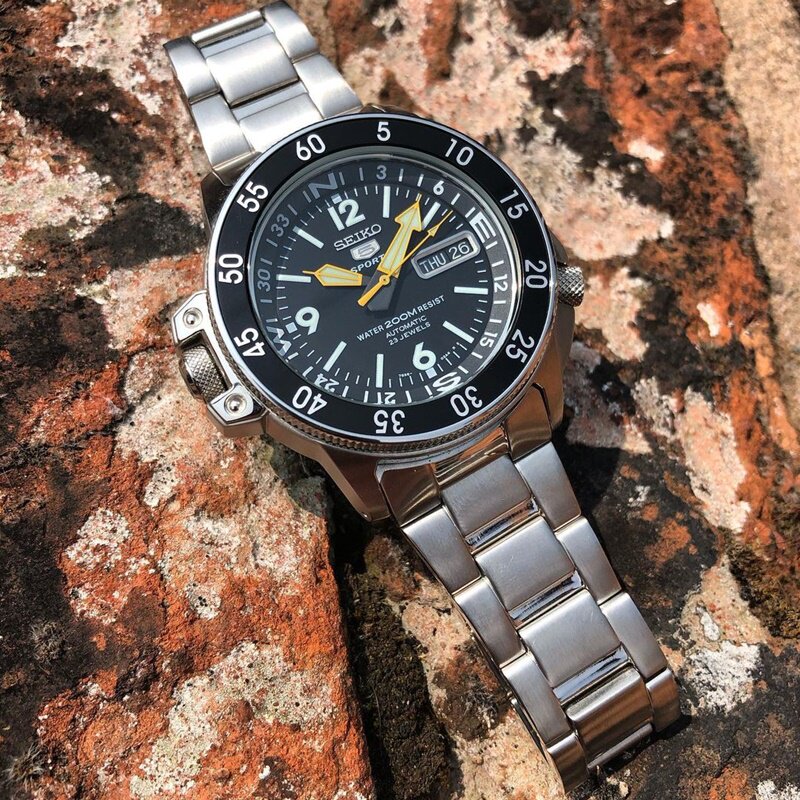 代购正品精工手表Seiko Land Shark男士不锈钢潜水自动机械表SKZ