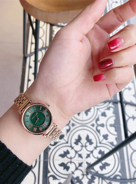 代购代购直邮AK Anne Klein手表精致简约镶钻石英时尚翠绿色欧美