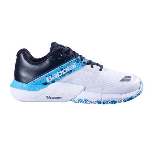 海外代购BABOLAT/百保力男士网球鞋EVA缓震抓地防滑白蓝配色