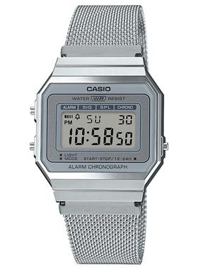 代购卡西欧手表男CASIO流行时尚正品灰色表盘钢带日韩腕表A700WM