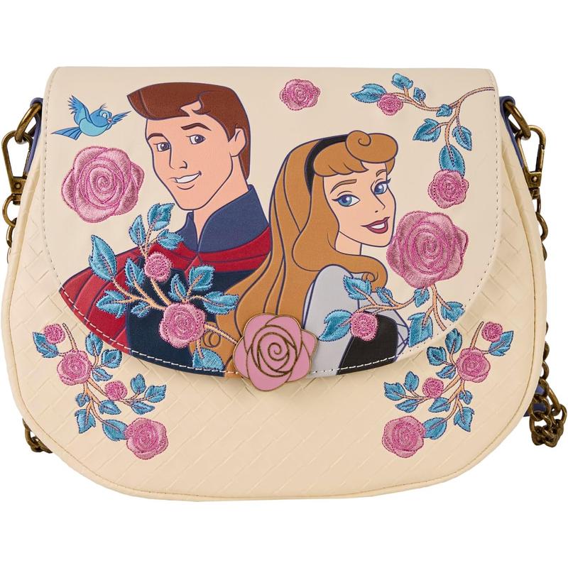 代购Loungefly女士斜挎包可调节肩带翻盖设计内衬协调装饰性挂件