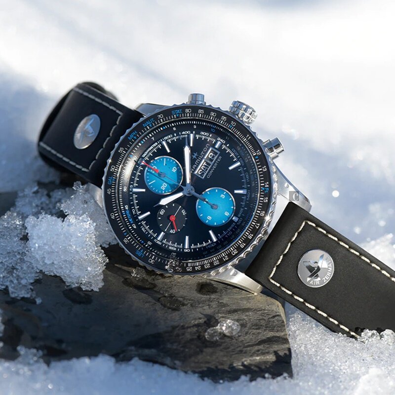 代购汉米尔顿卡其航空天际换算自动机械手表男计时码表采尔马特