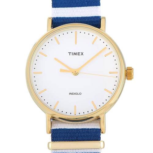 代购Timex天美时女士腕表夜光计时日期走时金属防水织物钢带