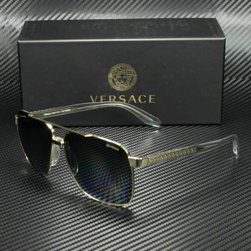 代购正品范思哲Versace VE2174 1252T3 男透明镜腿偏光墨镜渐变