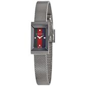 代购 Gucci古驰女士腕表计时夜光日期瑞士制造钢带金属矩形防水