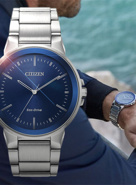 美国代购Citizen西铁城 Axiom光动能蓝色男士手表BJ6510-51L