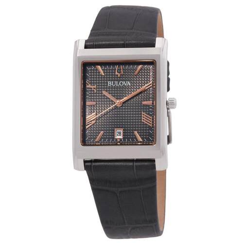 海外代购BULOVA/宝路华男士欧美腕表日历显示蓝宝石镜面方形表盘
