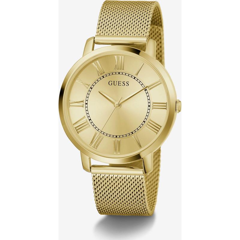 代购GUESS男士腕表计时夜光日期走时金属金色钢带防水商务休闲