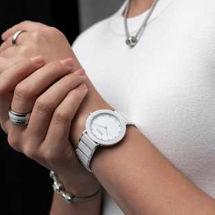 代购BERING白令女手表正品镶钻白色陶瓷北欧时尚小众石英表 1143