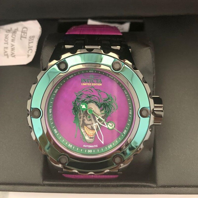 代购Invicta  DC Comics Joker小丑大表盘防水皮带自动机械男表3