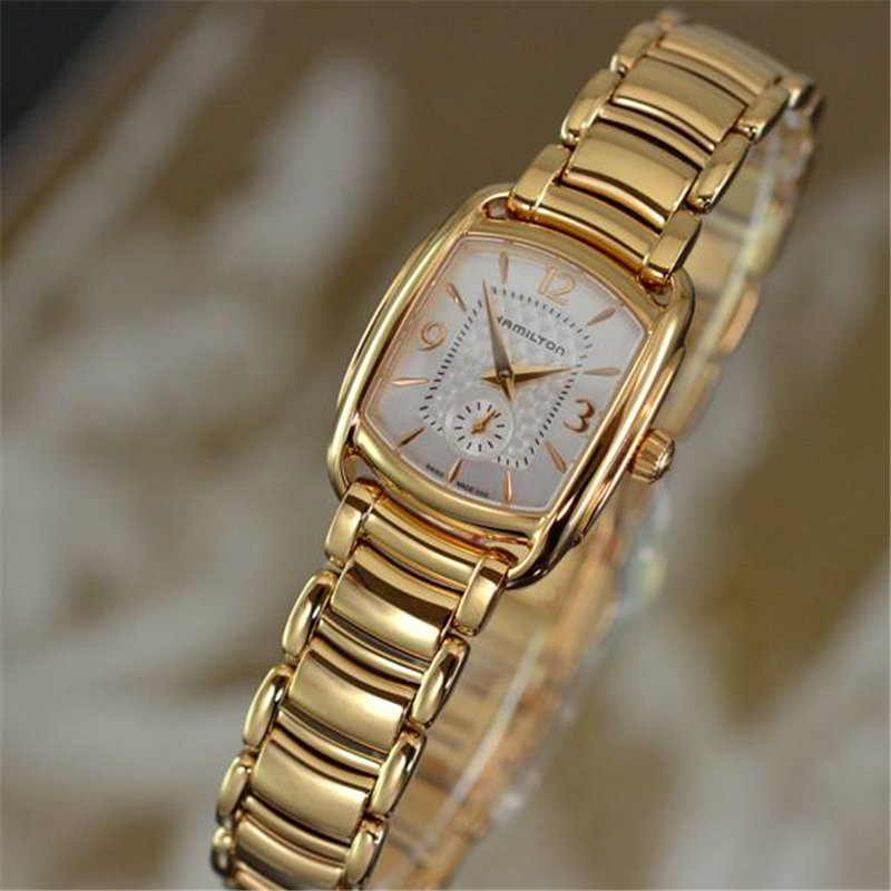 正品hamilton汉米尔顿手表爵士石英钢带贝母盘女表h12341155