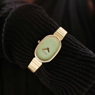 代购BREDA女手表 Jane 椭圆形浅绿色贝母表盘时尚气质欧美钢带石