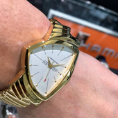 代购 Hamilton金色三角形创意简约石英手表H243 汉米尔顿瑞士男表