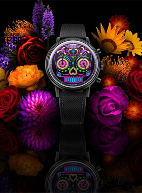 代购正品UNDONE Calavera手表男炫酷个性彩色骷髅石英创意荧光表