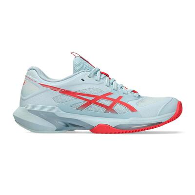 海外代购Asics/亚瑟士女士网球鞋耐磨防滑浅蓝配色网面球场训练