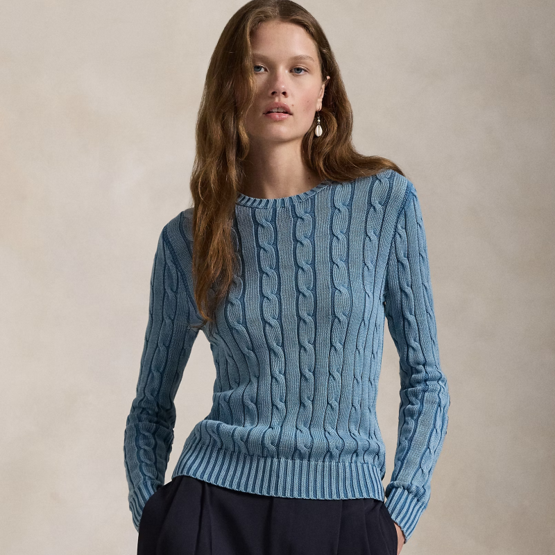 代购代购Ralph lauren 拉夫劳伦时尚舒适女款贴片麻花针织棉质毛