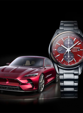 代购正品Seiko精工手表男时尚钢带计时红色蓝宝石日本男腕表SSC7