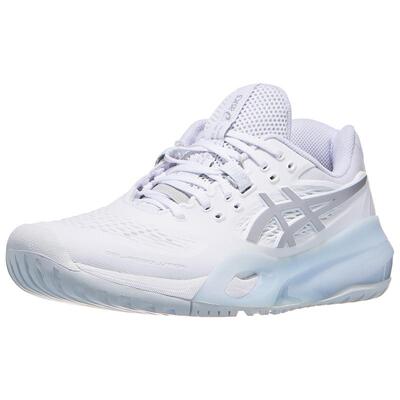 海外代购Asics/亚瑟士女士网球鞋耐磨防滑侧向支撑白色银色