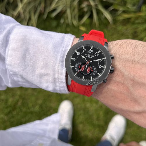 Mulco硅胶表带三眼计时手表