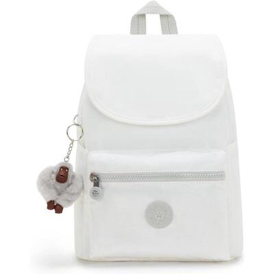 代购Kipling女士双肩包翻盖闭合轻便携带多层收纳前置拉链袋白色