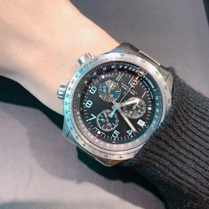 正品代购 hamilton 汉密尔顿手表男卡其航空系列防水表 h77912135