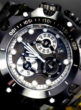 代购代购正品 Invicta Venom 32762 大表盘石英计时码表黑色钢带