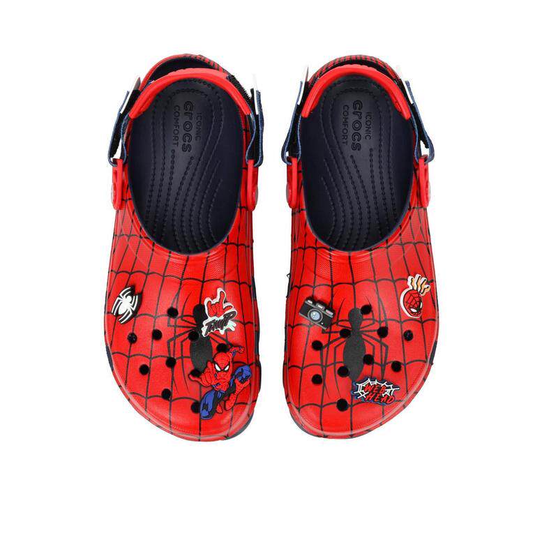 代购Crocs女士凉鞋防滑轻便舒适耐磨红色网状图案带扣设计透气孔