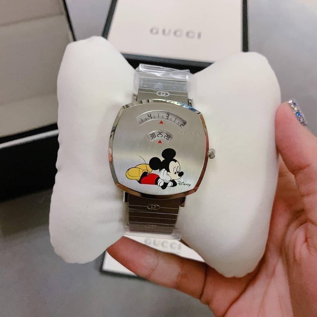 代购Gucci古驰米老鼠男女手表酒桶形38mm表盘石英机芯腕表YA1574