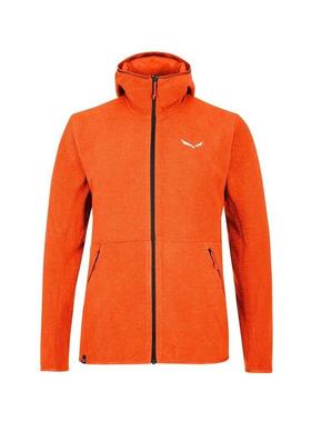 代购Salewa男士徒步夹克保暖防风透气耐磨橙色合成纤维立领