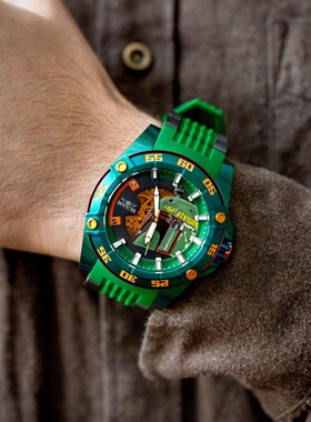 代购Invicta Star Wars 星球大战联名男表绿色大表盘自动机械欧