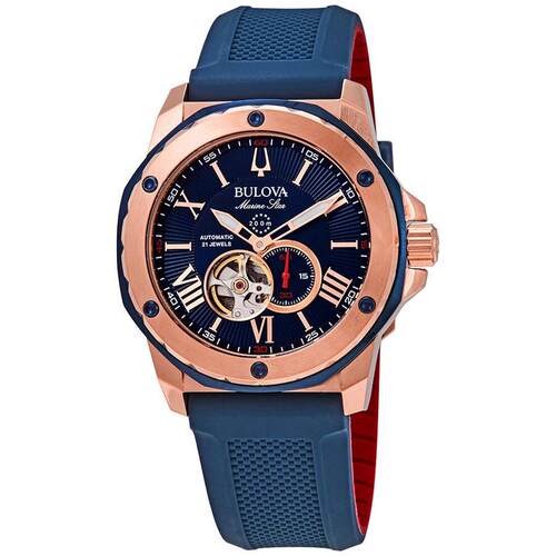 海外代购BULOVA/宝路华男士手表欧美腕表镂空视窗夜光指针