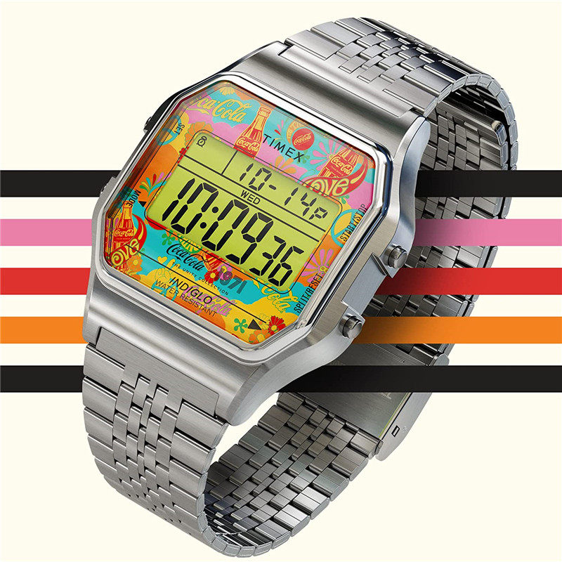 代购Timex x Coca-Cola天美时可口可乐联名款Unity复古钢带小方