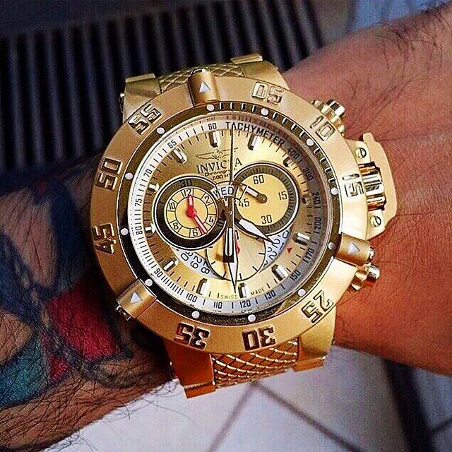 代购代购因维克塔 Invicta 5403 金色腕表Subaqua系列大表盘男手