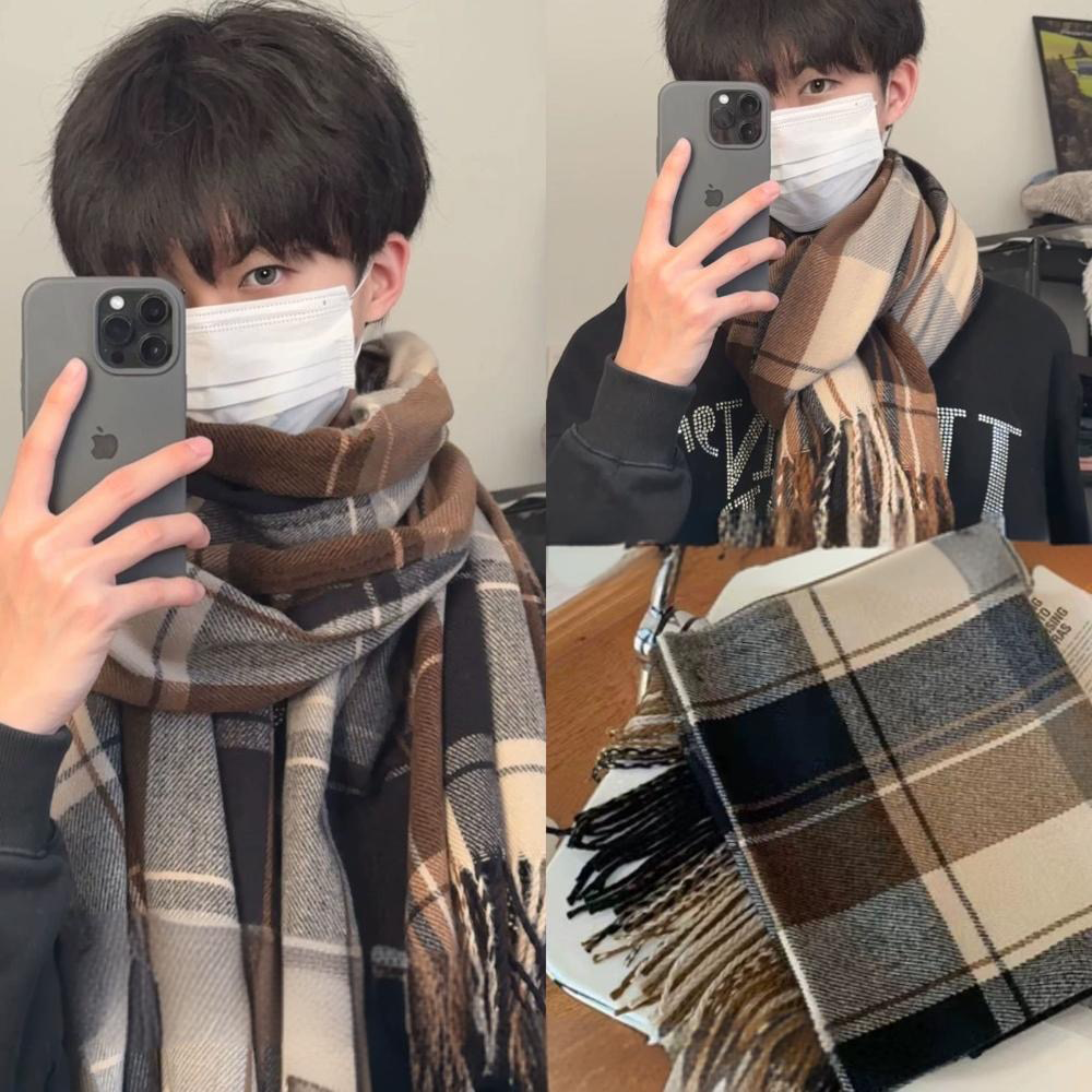 围巾男款冬季2025新款韩系高级感保暖氛围感男式百搭男友礼物围脖