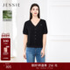 醋酸黑色V领简约T恤女百搭显瘦上衣 新款 星河 JESSIE2025年夏季