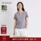 新款 JESSIE莱赛尔三醋酸亨利领短袖 T恤女百搭休闲上衣2026年夏季