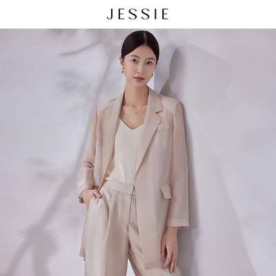 JESSIE简约西装领九分袖轻薄外套
