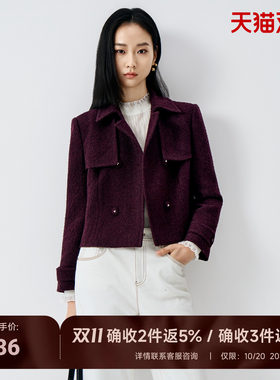 JESSIE翻领短外套女羊毛短夹克