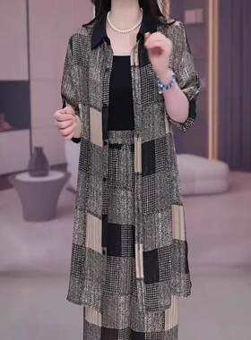 2025夏装新款妈妈时尚穿搭套装40岁50女人时髦洋气夫人