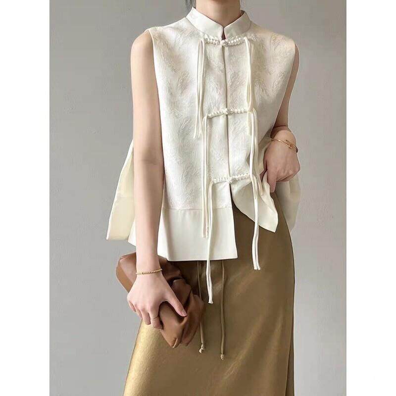 中式国风盘扣春夏秋2025提花新款女装马甲短款坎肩上衣背心复古