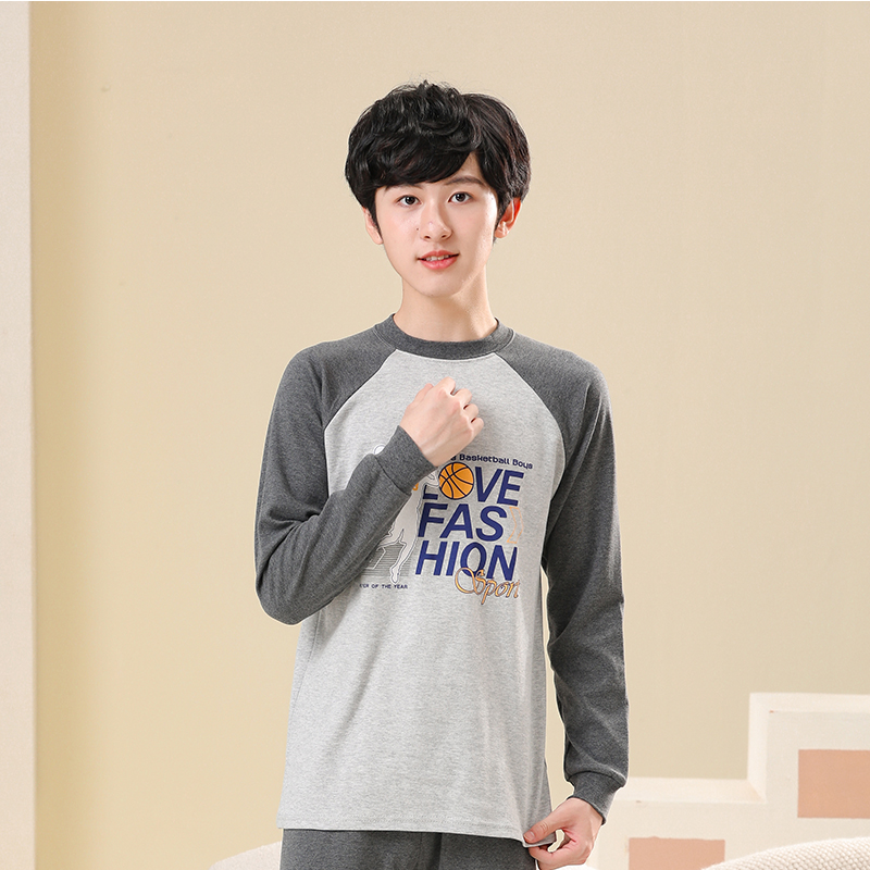 中大童纯棉秋衣男童单件上衣保暖内衣女孩长袖线衣青少年打底秋冬