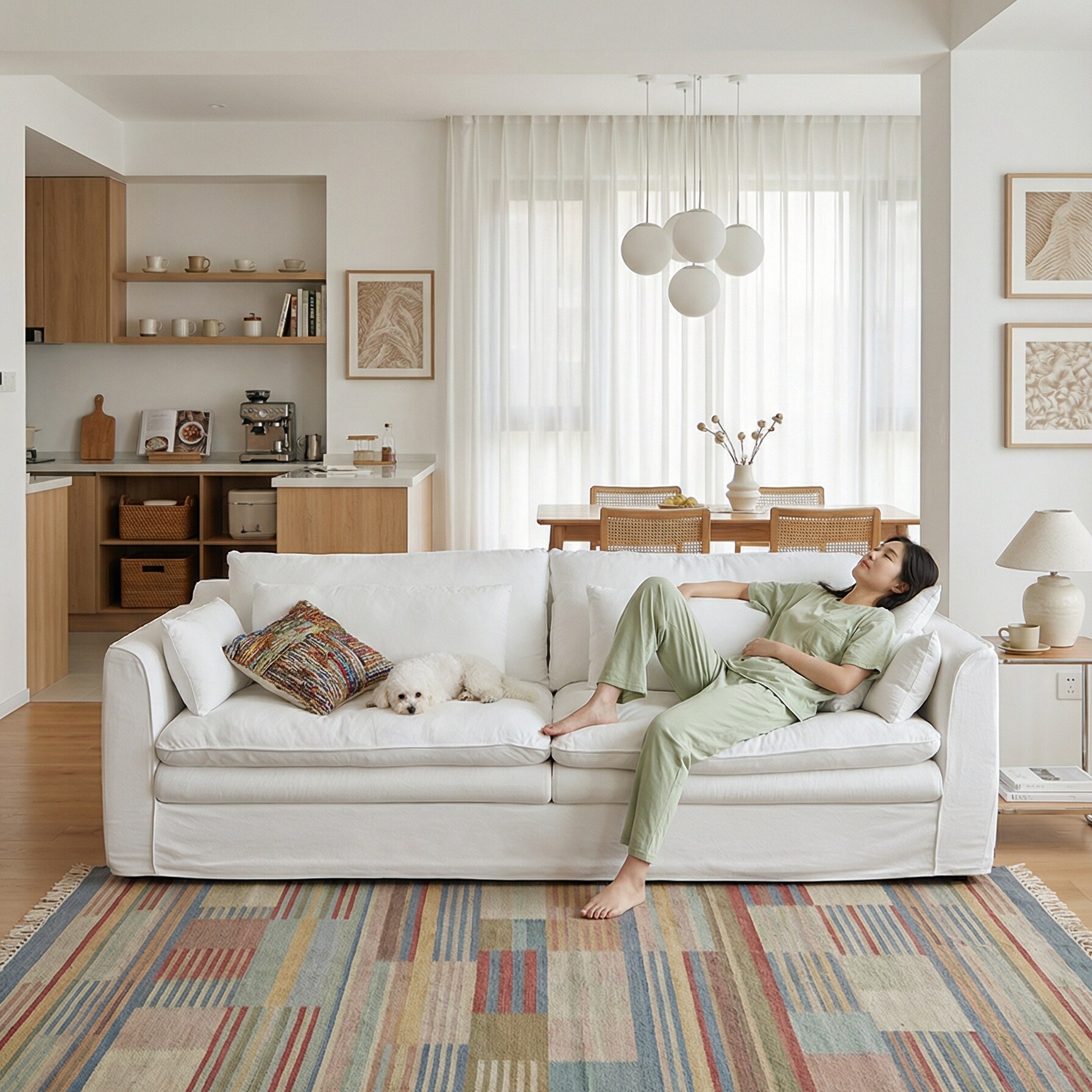 政府补贴思纳博怀抱沙发亚麻皮艺电动沙发可拆洗奶油风小户型白色