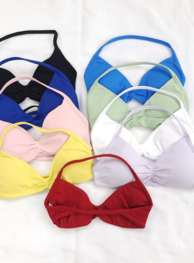 大露背DF挂脖运动文胸bra瑜伽内衣性感细肩带美背跑步健身上衣女