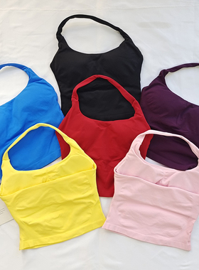 Imp**夏季新品！Df系列高强度露背带胸垫方领挂脖长款运动背心女