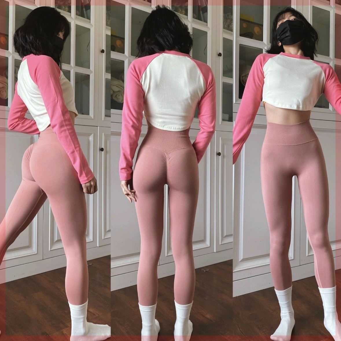 3D立体显臀高腰提臀瑜伽裤专业训练蜜桃臀运动健身裤女跑步紧身