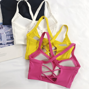 固定杯性感交叉美背运动内衣吊带聚拢防震健身文胸普拉提瑜伽bra