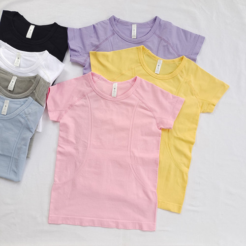 高弹修身健身服短袖户外运动T恤女速干透气瑜伽服运动上衣